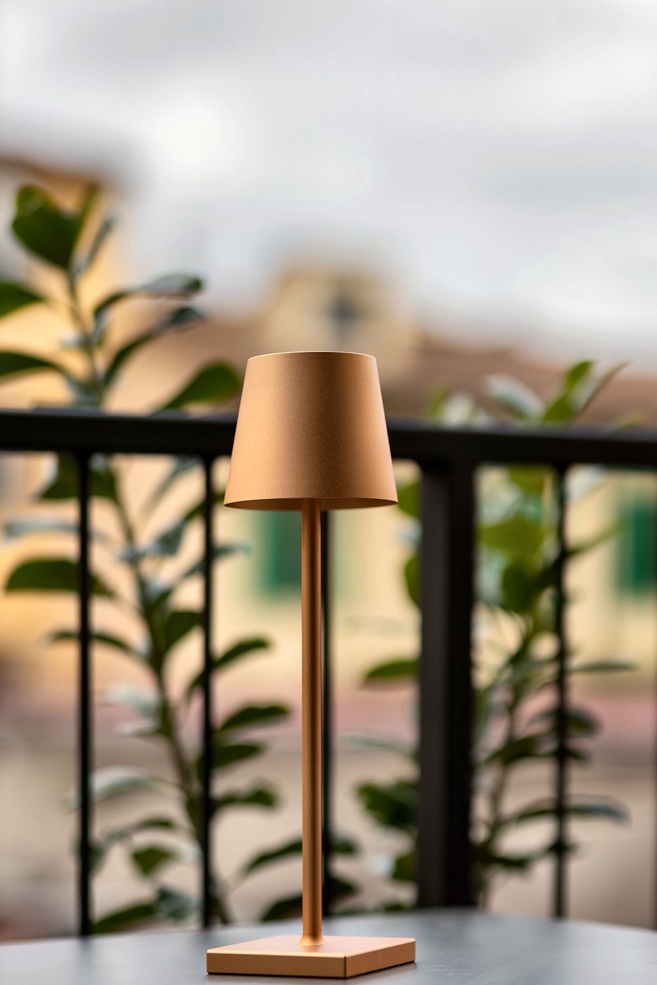 Terrace lamp at dusk